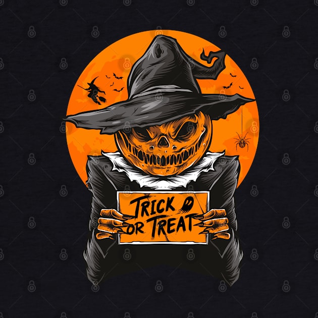 Halloween Scary Pumpkin Trick or Treat Witch by Macphisto Shirts